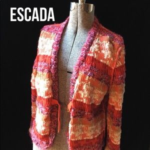 Escada colorful  knit sweater with front tie an insignia